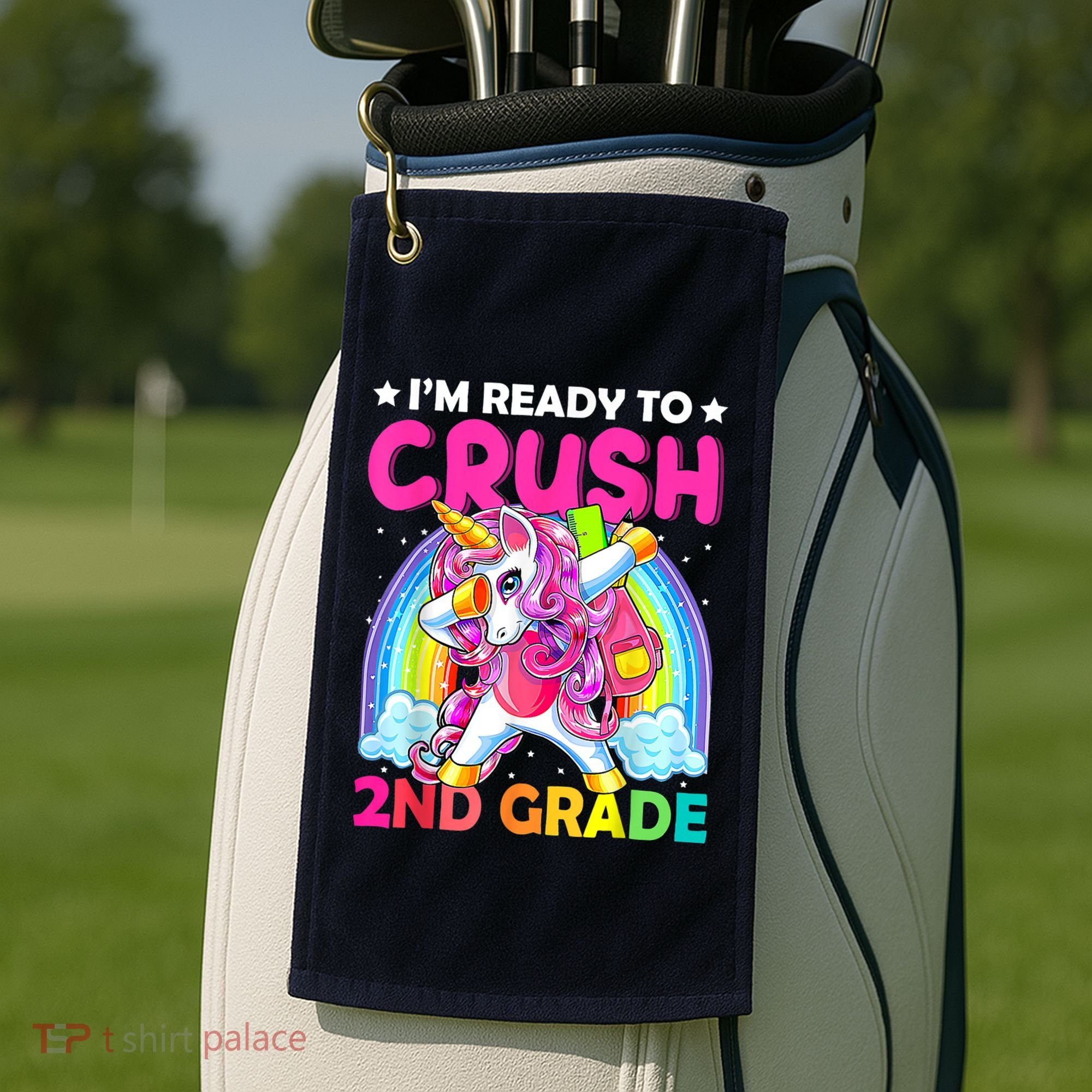 Im Ready To Crush 2nd Grade Dabbing Unicorn Back To School Golf Towel