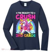 Im Ready To Crush 2nd Grade Dabbing Unicorn Back To School Women's Long Sleeve Shirt thumb 0