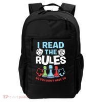 I Read The Rules Board Dice Chess Board Gaming Board Gamers Backpack thumb 0