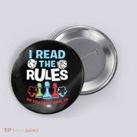 I Read The Rules Board Dice Chess Board Gaming Board Gamers Button thumb 0