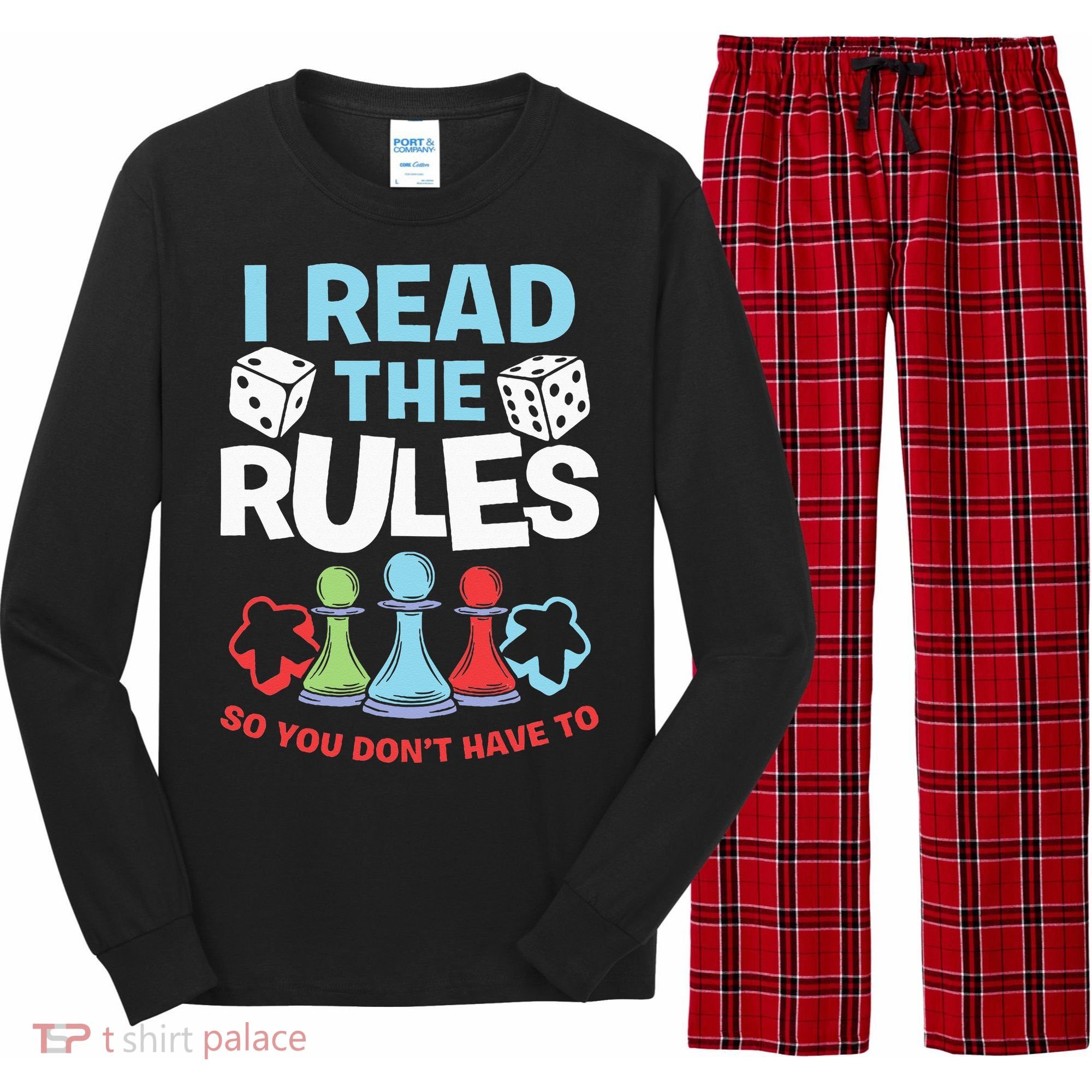 I Read The Rules Board Dice Chess Board Gaming Board Gamers Long Sleeve Pajama Set