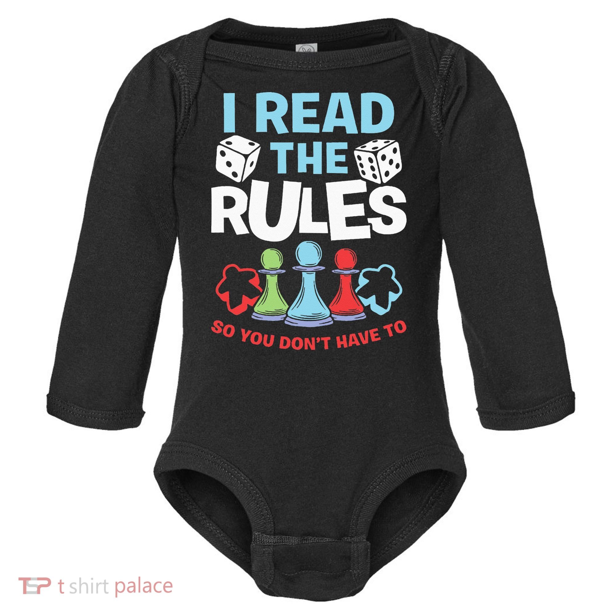 I Read The Rules Board Dice Chess Board Gaming Board Gamers Baby Long Sleeve Bodysuit