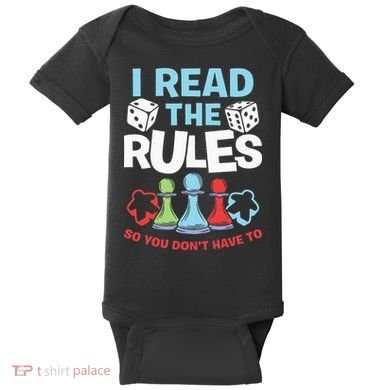 I Read The Rules Board Dice Chess Board Gaming Board Gamers Baby Bodysuit