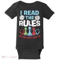 I Read The Rules Board Dice Chess Board Gaming Board Gamers Baby Bodysuit thumb 0