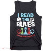 I Read The Rules Board Dice Chess Board Gaming Board Gamers Tank Top thumb 0