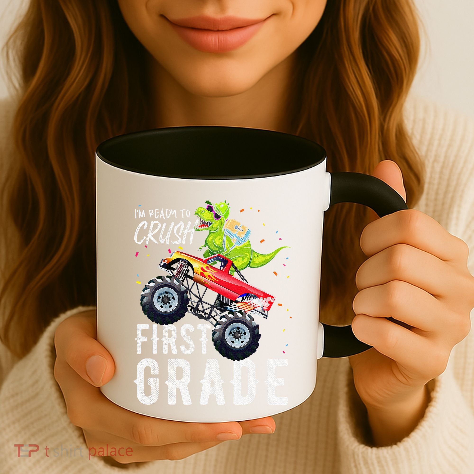 IM Ready To Crush First Grade Monster Truck Dinosaur Coffee Mug