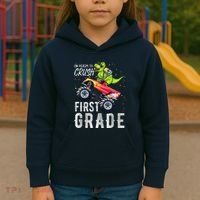 IM Ready To Crush First Grade Monster Truck Dinosaur Kids Hoodie thumb 3