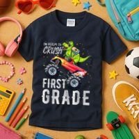 IM Ready To Crush First Grade Monster Truck Dinosaur Kids T-Shirt thumb 3
