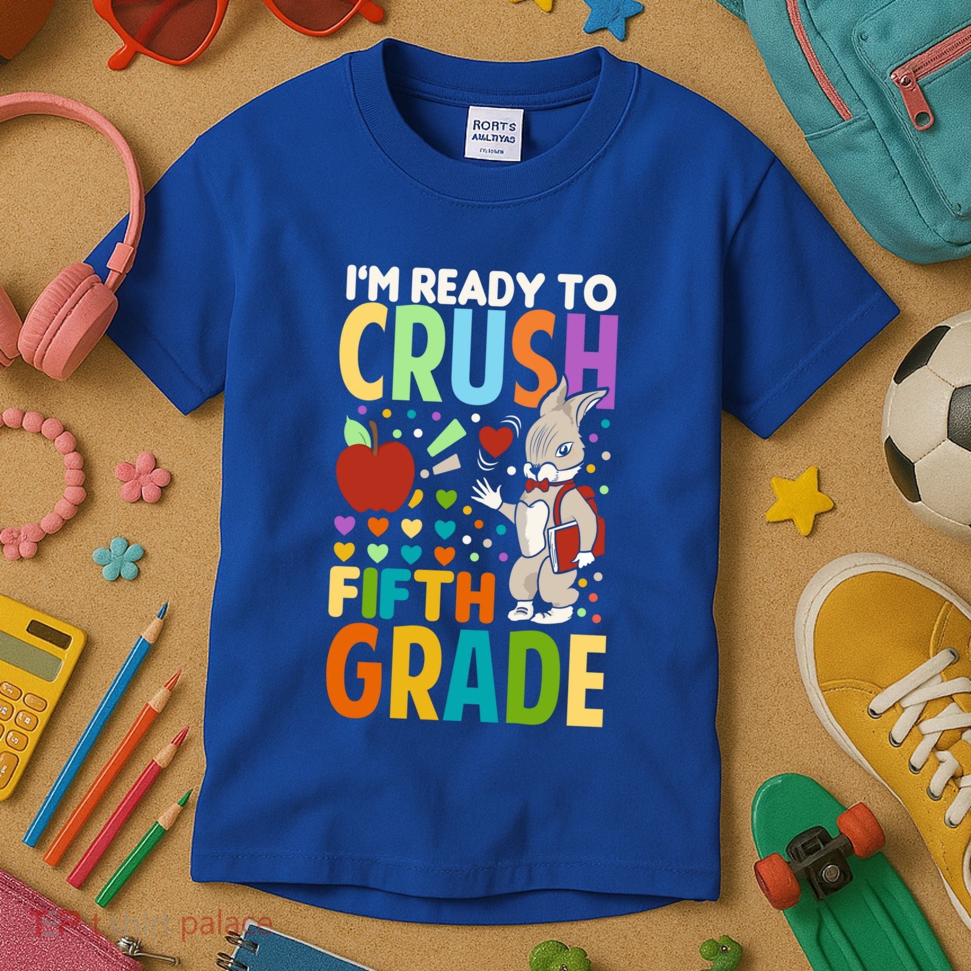 Im Ready To Crush Fifth Grade Back To School Cute Rabbit Gift Kids T-Shirt