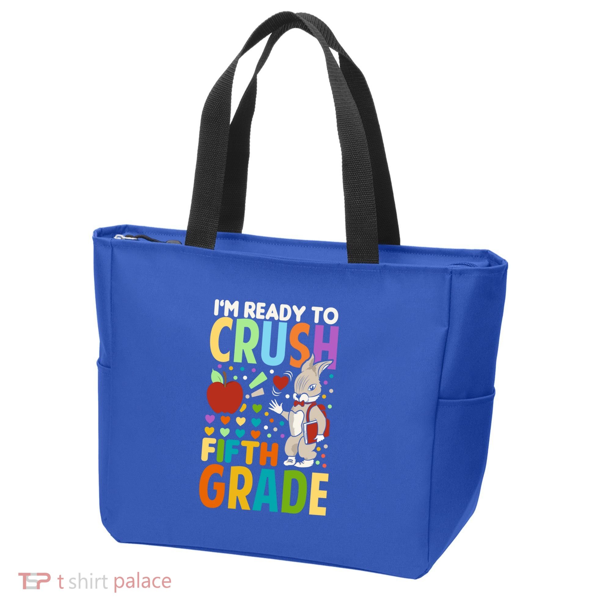 Im Ready To Crush Fifth Grade Back To School Cute Rabbit Gift Tote Bag