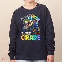 IM Ready To Crush Third Grade Monster Truck Dinosaur Women's Sweatshirt thumb 0