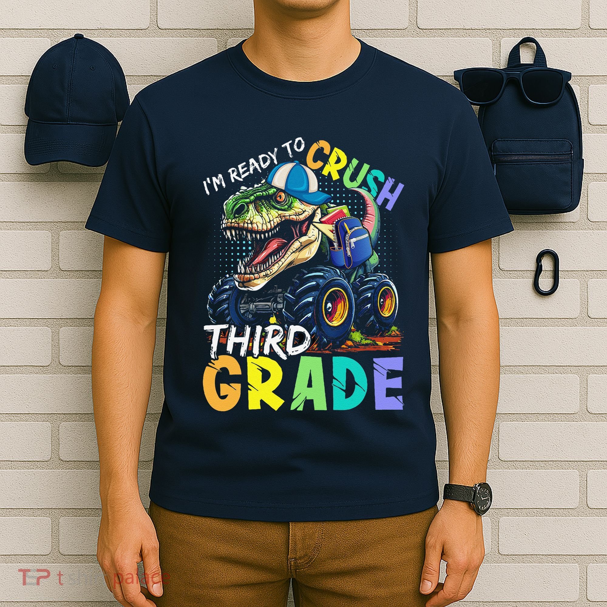 IM Ready To Crush Third Grade Monster Truck Dinosaur T-Shirt