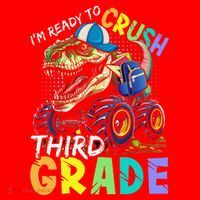 IM Ready To Crush Third Grade Monster Truck Dinosaur Santa Hat thumb 1