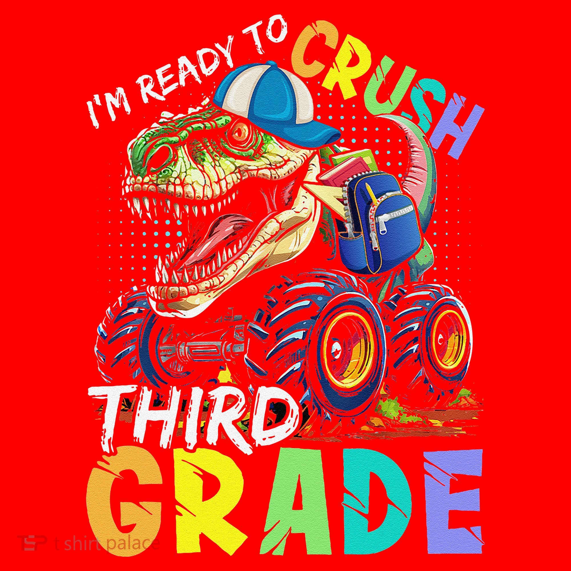 IM Ready To Crush Third Grade Monster Truck Dinosaur Santa Hat