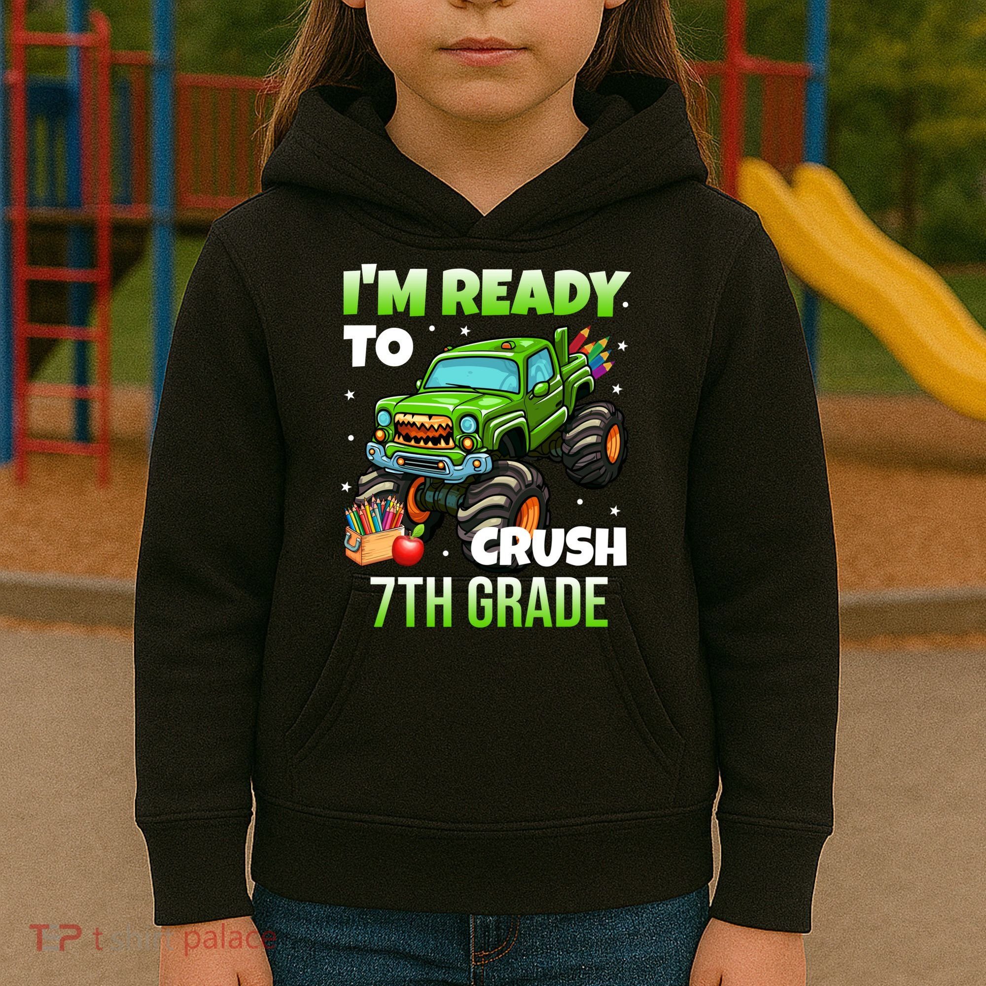 I'm Ready To Crush 7th Grade Monster Truck Kids Hoodie