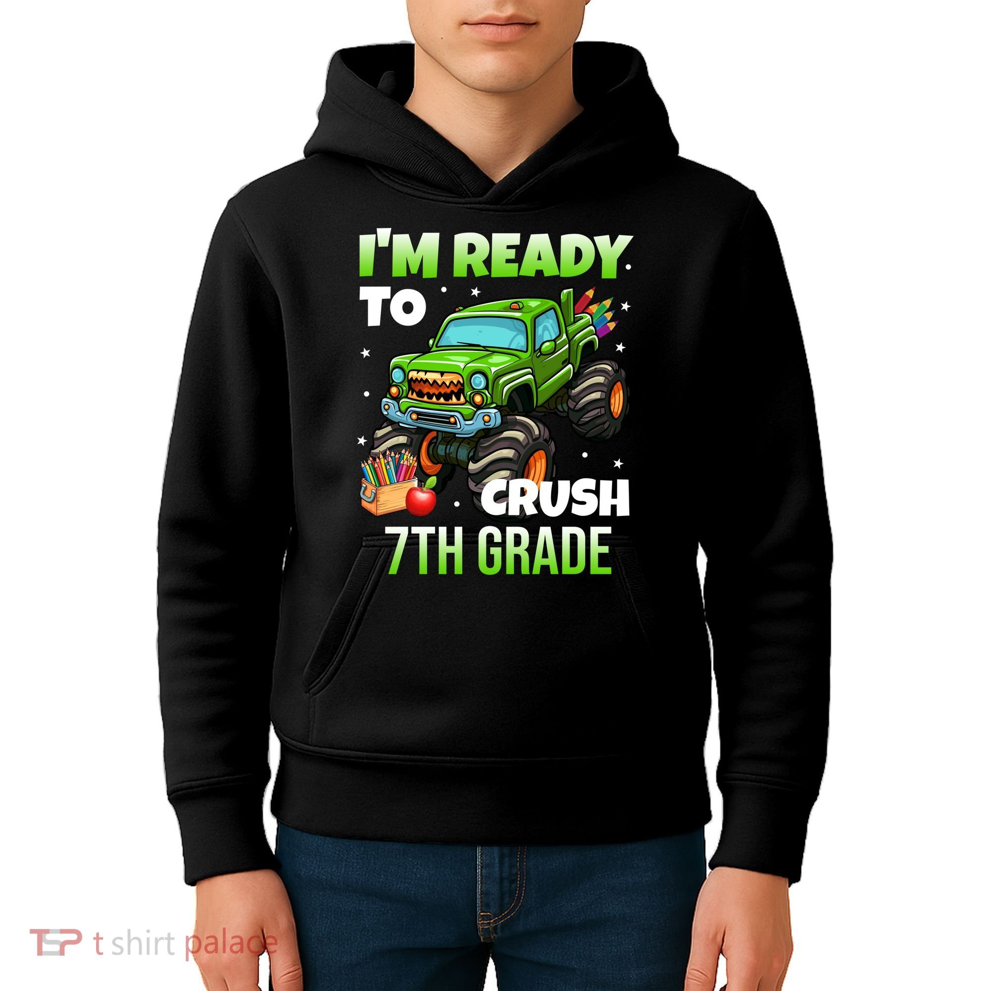 I'm Ready To Crush 7th Grade Monster Truck Kids Hoodie