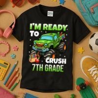 I'm Ready To Crush 7th Grade Monster Truck Kids T-Shirt thumb 3