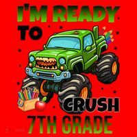 I'm Ready To Crush 7th Grade Monster Truck Santa Hat thumb 1