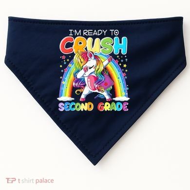 Im Ready To Crush Second Grade Unicorn Back To School Gift USA-Made Doggie Bandana