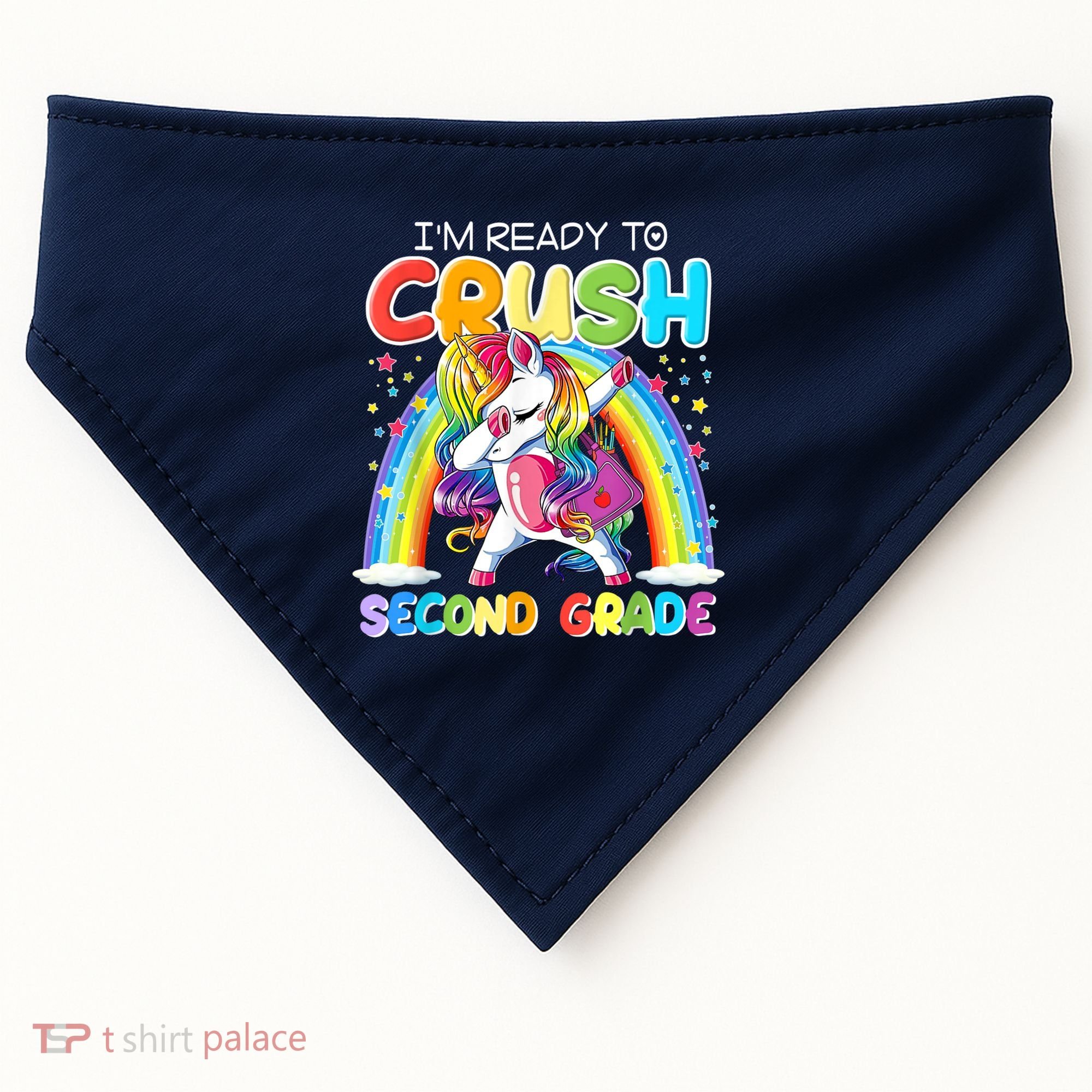 Im Ready To Crush Second Grade Unicorn Back To School Gift USA-Made Doggie Bandana