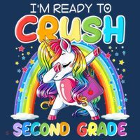 Im Ready To Crush Second Grade Unicorn Back To School Gift Button thumb 1