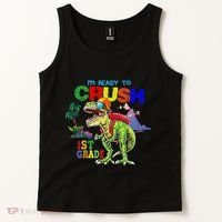 I'm Ready To Crush 1st Grade Back to School Dinosaur Tank Top thumb 2
