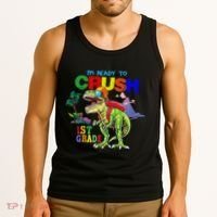 I'm Ready To Crush 1st Grade Back to School Dinosaur Tank Top thumb 3