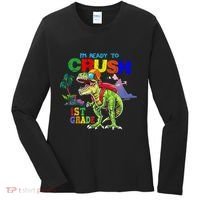 I'm Ready To Crush 1st Grade Back to School Dinosaur Women's Long Sleeve Shirt thumb 0