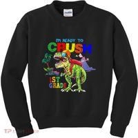 I'm Ready To Crush 1st Grade Back to School Dinosaur Kids Sweatshirt thumb 0