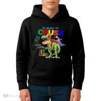 I'm Ready To Crush 1st Grade Back to School Dinosaur Kids Hoodie thumb 4