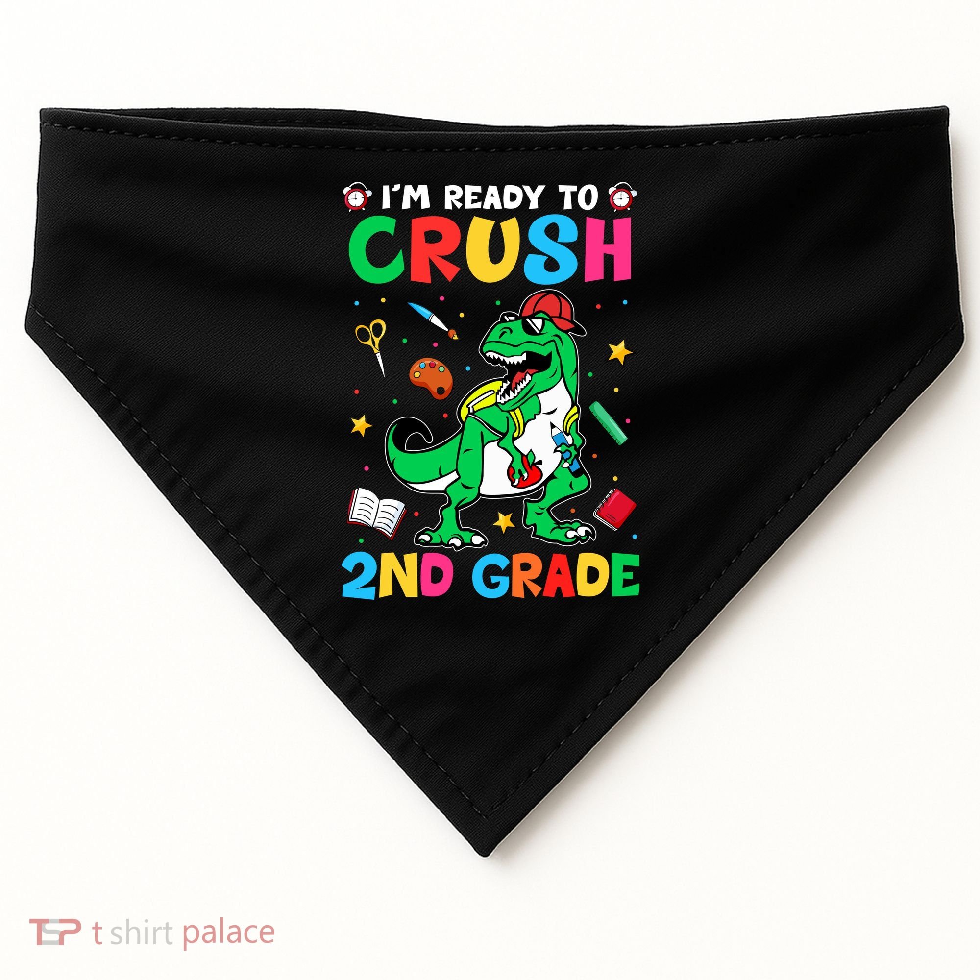 I'm Ready To Crush 2nd Grade Dinosaur Back To School USA-Made Doggie Bandana