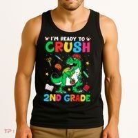 I'm Ready To Crush 2nd Grade Dinosaur Back To School Tank Top thumb 3