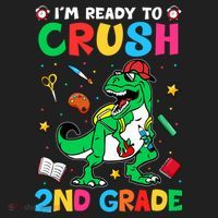 I'm Ready To Crush 2nd Grade Dinosaur Back To School Golf Towel thumb 3