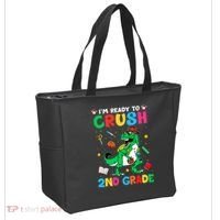 I'm Ready To Crush 2nd Grade Dinosaur Back To School Tote Bag thumb 2