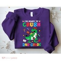 I'm Ready To Crush 2nd Grade Dinosaur Back To School Sweatshirt thumb 2