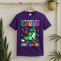 I'm Ready To Crush 2nd Grade Dinosaur Back To School T-Shirt thumb 2