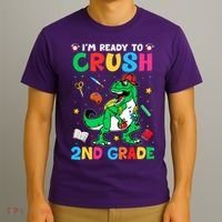 I'm Ready To Crush 2nd Grade Dinosaur Back To School T-Shirt thumb 3
