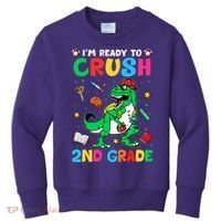I'm Ready To Crush 2nd Grade Dinosaur Back To School Kids Sweatshirt thumb 0