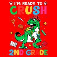 I'm Ready To Crush 2nd Grade Dinosaur Back To School Santa Hat thumb 1