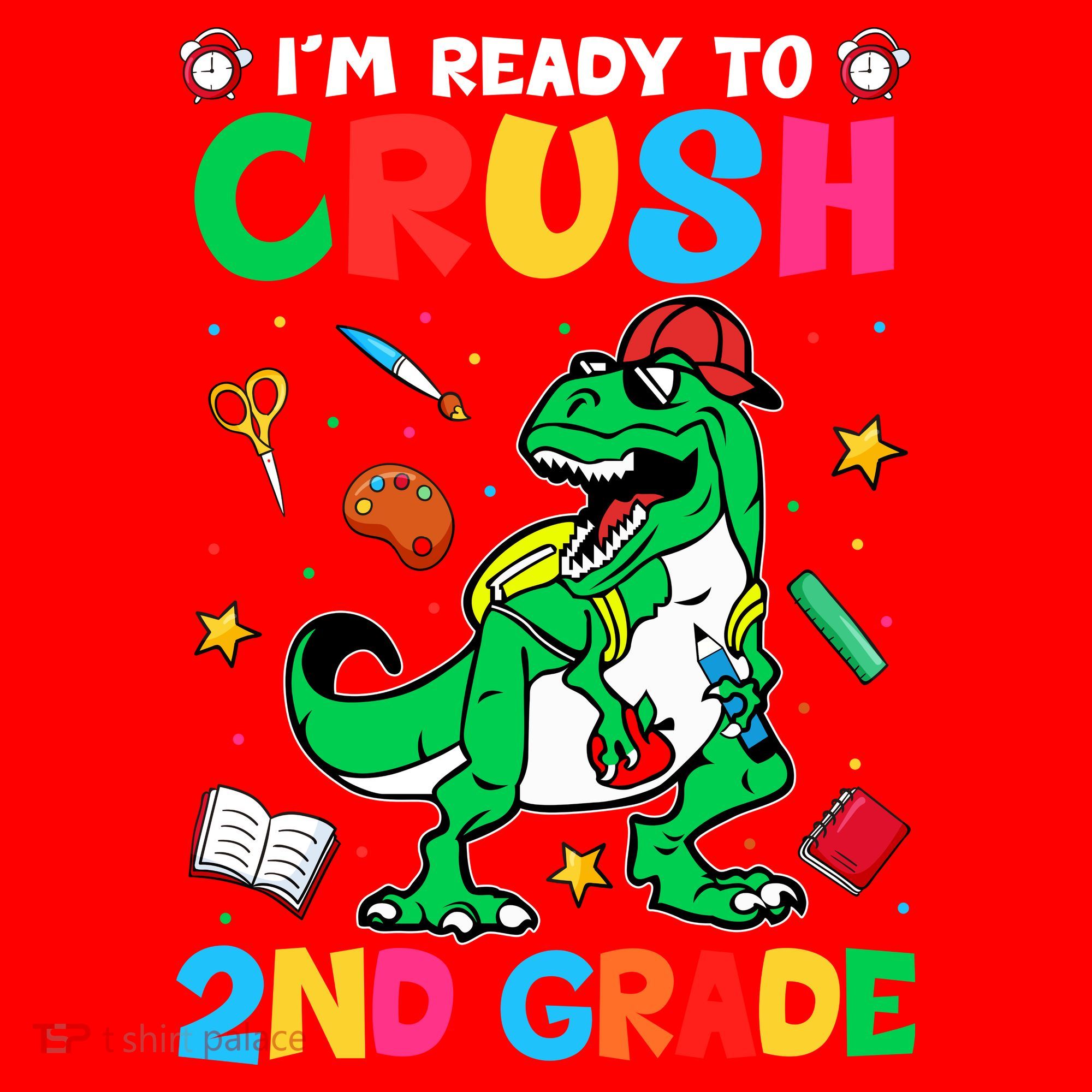 I'm Ready To Crush 2nd Grade Dinosaur Back To School Santa Hat