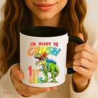 Im Ready To Crush 1St Grade T Rex Dinosaur Back To School Gift Coffee Mug thumb 3
