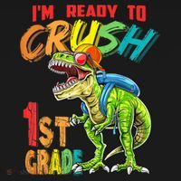 Im Ready To Crush 1St Grade T Rex Dinosaur Back To School Gift Women's Hoodie thumb 2