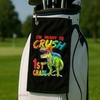 Im Ready To Crush 1St Grade T Rex Dinosaur Back To School Gift Golf Towel thumb 2