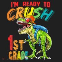 Im Ready To Crush 1St Grade T Rex Dinosaur Back To School Gift Golf Towel thumb 3