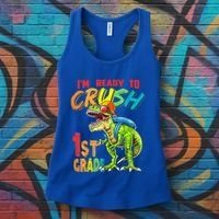 Im Ready To Crush 1St Grade T Rex Dinosaur Back To School Gift Women's Tank Top thumb 3
