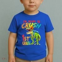 Im Ready To Crush 1St Grade T Rex Dinosaur Back To School Gift Toddler T-Shirt thumb 2