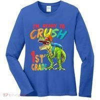 Im Ready To Crush 1St Grade T Rex Dinosaur Back To School Gift Women's Long Sleeve Shirt thumb 0