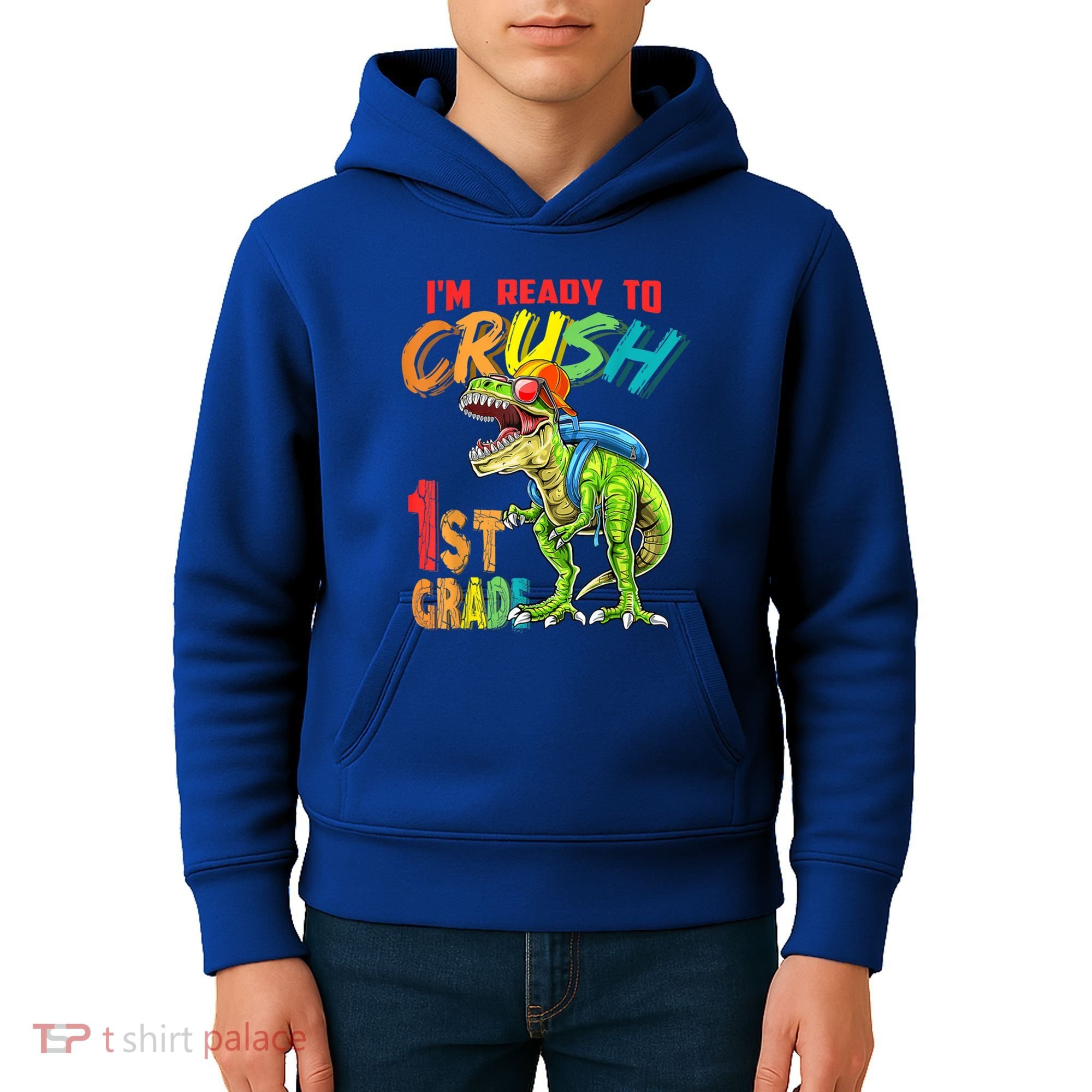 Im Ready To Crush 1St Grade T Rex Dinosaur Back To School Gift Kids Hoodie