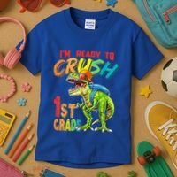 Im Ready To Crush 1St Grade T Rex Dinosaur Back To School Gift Kids T-Shirt thumb 3