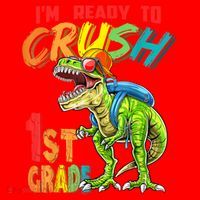 Im Ready To Crush 1St Grade T Rex Dinosaur Back To School Gift Santa Hat thumb 1